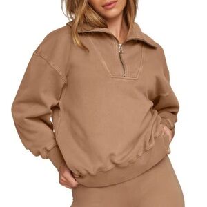 Good American Half Zip Fleece Sweatshirt